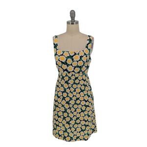 Diane von Furstenberg Floral Square Neck Mini Dress Yellow Black size 2 preppy